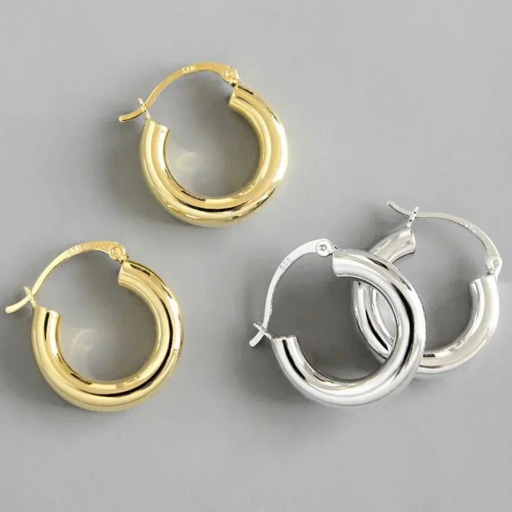 Minimalist 925 Sterling Silver Circle Hoop Earring